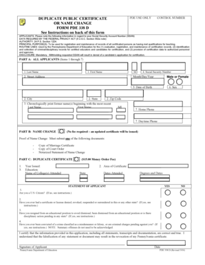 Pennsylvania PDE 338 D Form