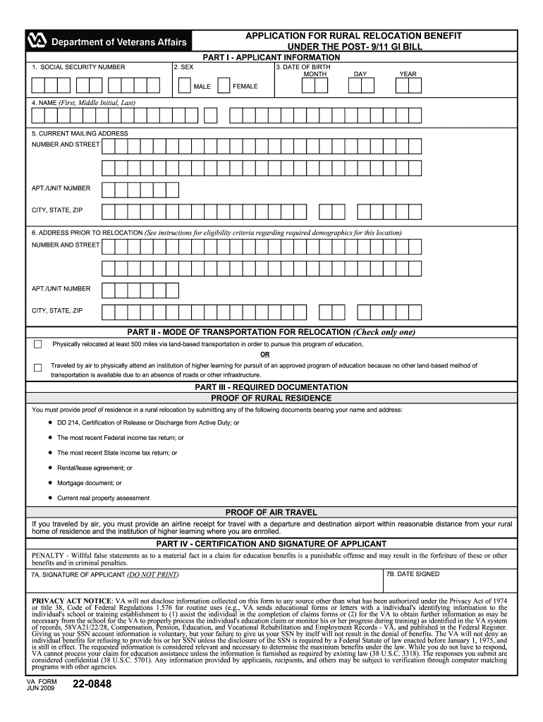 application for rural relocation benefit 2009 form Preview on Page 1