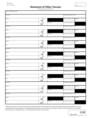 Ohio Statement of Other Income Form 31-A-2