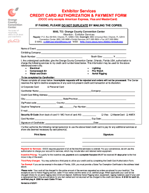Exhibitor Services Credit Card Authorization Form