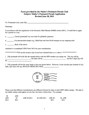 mailers postmark stamp form