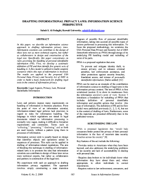 DRAFTING INFORMATIONAL PRIVACY LAWS INFORMATION SCIENCE PERSPECTIVE - iacis