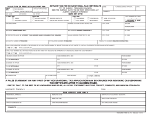 Occupational Tax Certificate Application