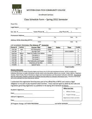 42 Printable Class Schedule Template Forms Fillable Samples In Pdf Word To Download Pdffiller