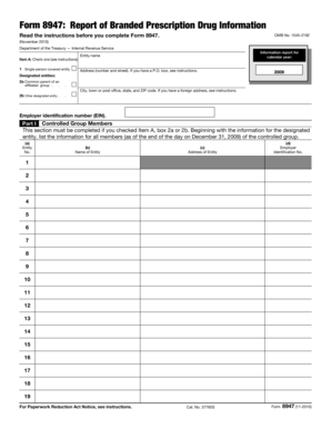 Form 8947: Branded Prescription Drug Information Report