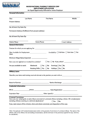 fax number to send employment application to maxor pharmacy form