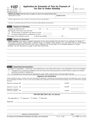 IRS Form 1127 Tax Extension Request