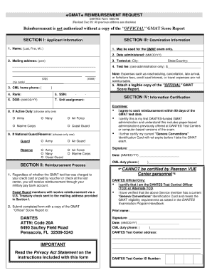 how doea gmat form look like