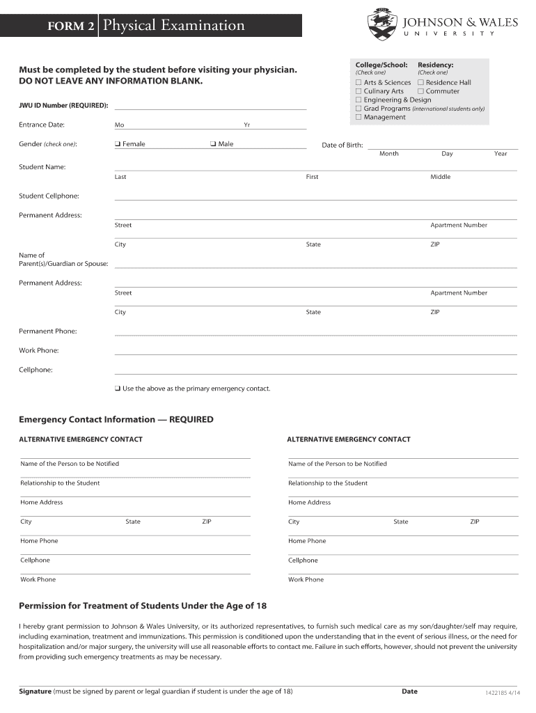 jwu health forms Preview on Page 1