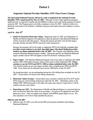 Maryland Medicaid NPI Registration Form