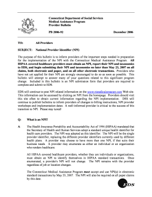 Connecticut NPI Submission Form