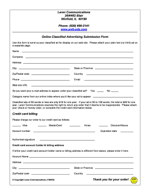 classified ad form