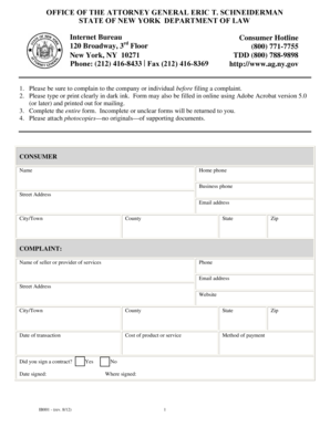New York Consumer Complaint Form