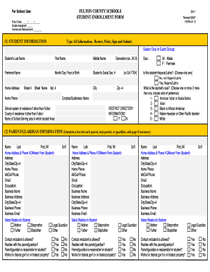 Fulton County Student Enrollment Form