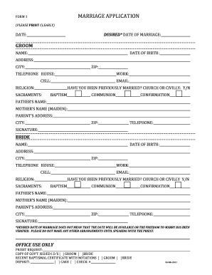 Marriage Application Form