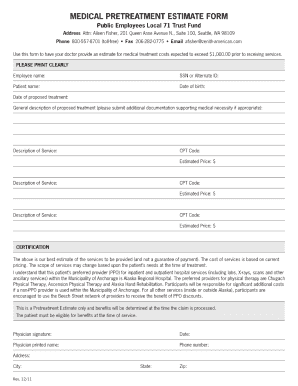 medical estimate template