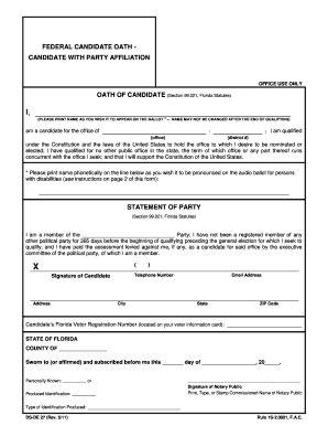 Florida Federal Candidate Oath Form