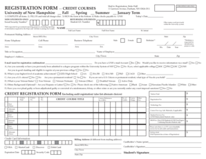 University of New Hampshire Registration Form