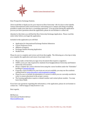 Elon University Exchange Application