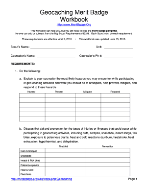Geocaching Merit Badge Pamphlet - Fill and Sign Printable Template Online