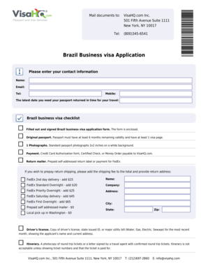 Brazil Business Visa Application