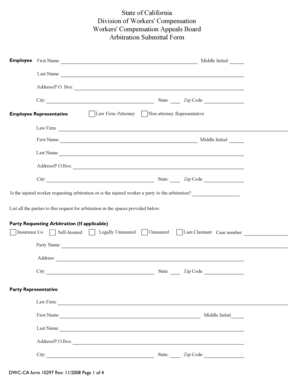 California Workers' Compensation Arbitration Form