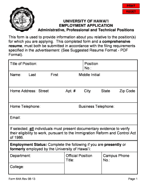 suggested resume format for university of hawai i administrative professional and technical position