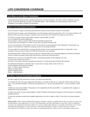 Life Conversion Coverage Application