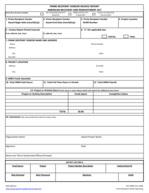 Prime Recipient Vendor Invoice Report