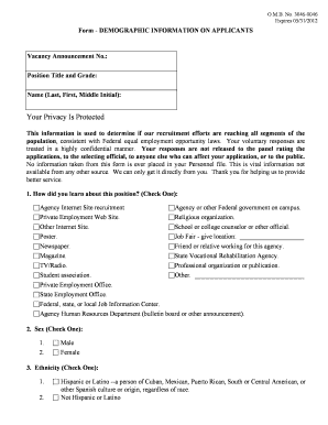 US Federal Demographic Information on Applicants Form