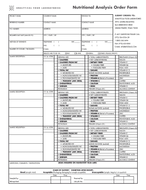 Nutritional Analysis Order Form