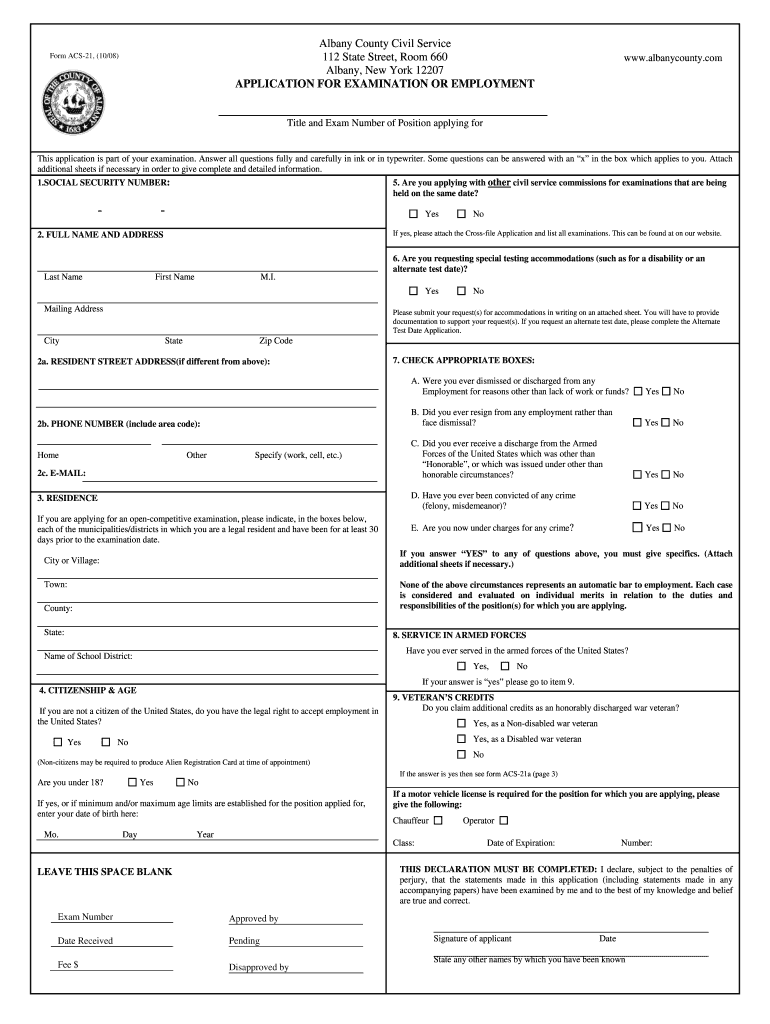 albany county form acs 21 Preview on Page 1