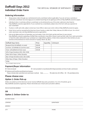Daffodil Days 2012 Individual Order Form