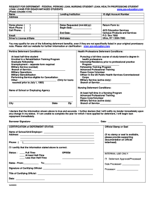 Federal Perkins Loan Deferment Form