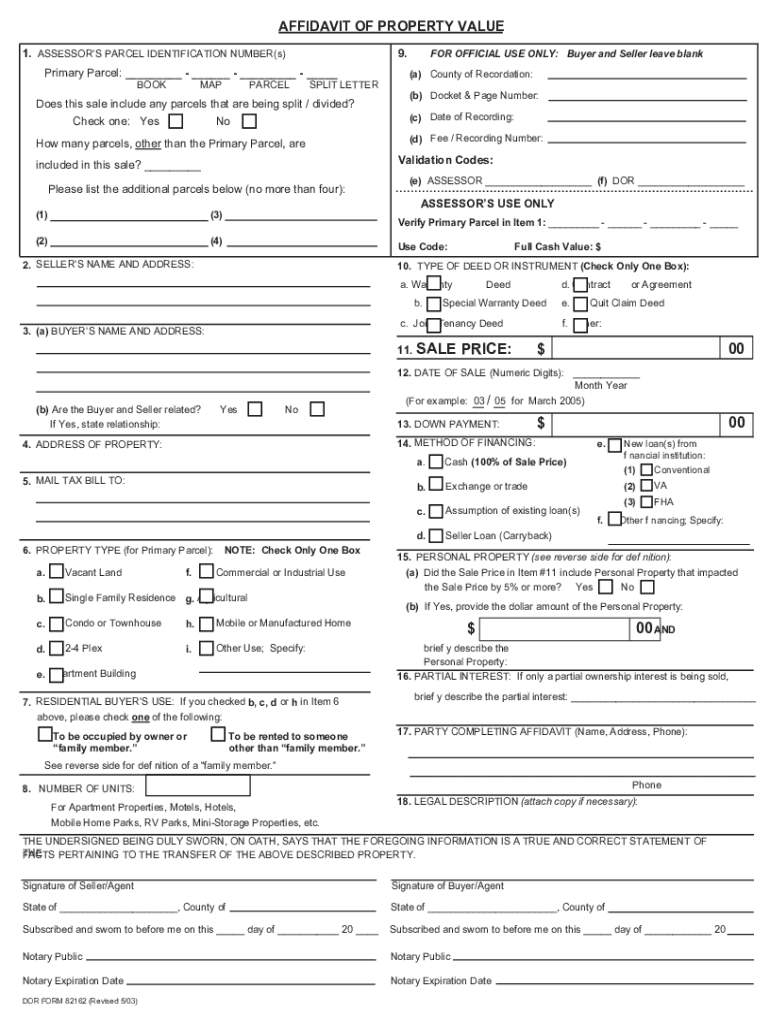 affidavit of property value Preview on Page 1.