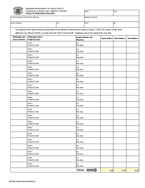 Missouri Wholesale Alcohol Sales Report