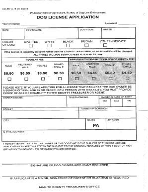 Fillable Online DOG LICENSE APPLICATION Fax Email Print - pdfFiller