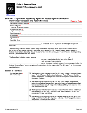 Federal Reserve Bank Check 21 Agency Agreement - frbservices . org