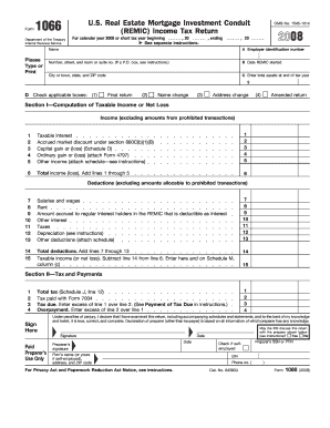 REMIC Income Tax Return Form 1066