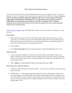 IRS Tax Return Transcript Request