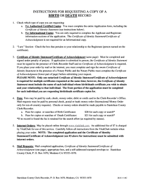 California Birth or Death Record Application