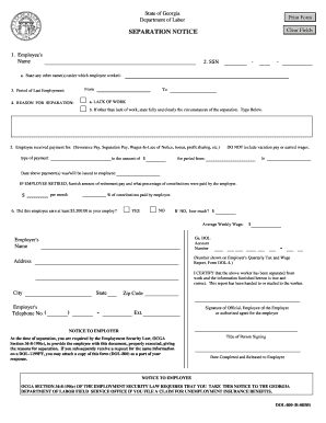 Separation vs termination - separation notice georgia