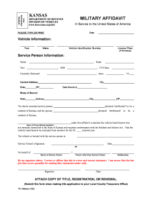 kansas dmv military affidavit form