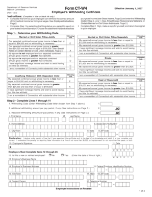 Connecticut Employee’s Withholding Certificate