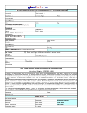 International Outgoing Wire Transfer Request Form