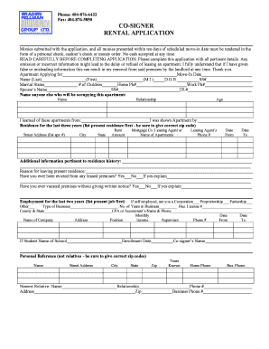 CO-SIGNER RENTAL APPLICATION