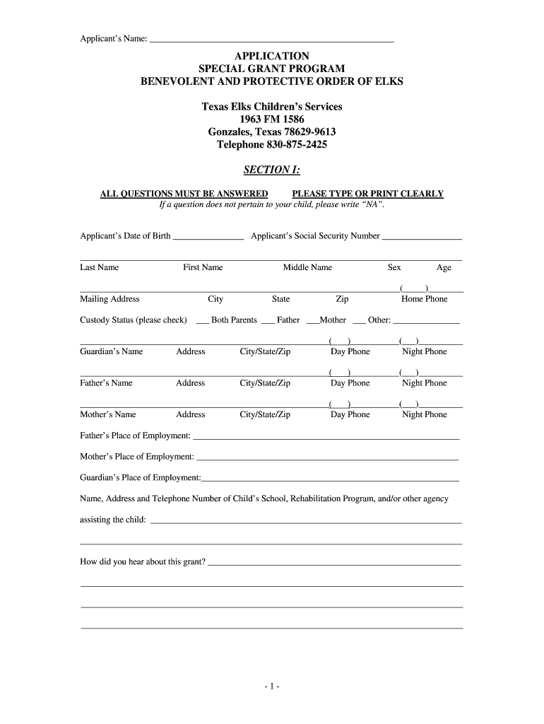 texas special grant elks Preview on Page 1