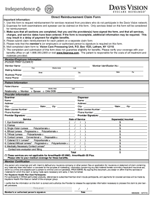 Direct Reimbursement Claim Form