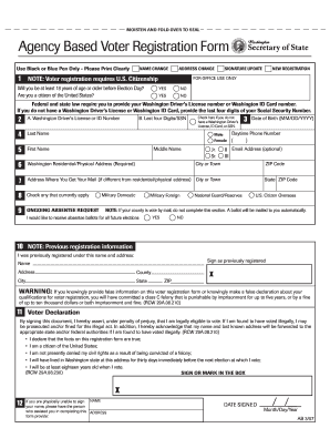 washington state agency based fold over voter registration form