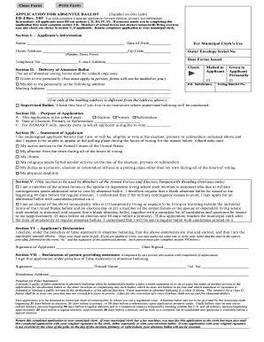 Absentee Ballot Application Form